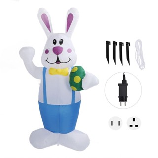 充氣庭院裝飾充氣兔子，易於安裝，帶有 LED 草坪照明