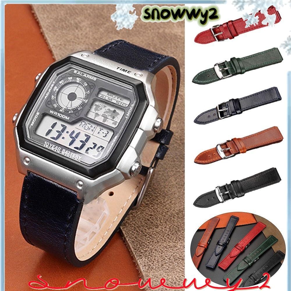 SNOWWY2復古錶帶,18毫米男人真皮錶帶,更換卡西歐G-休克AE-1200WHAQ-S810W