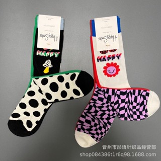 新款happy socks瑞典親子襪AB版波點條紋中筒襪可愛ins潮牌四季款
