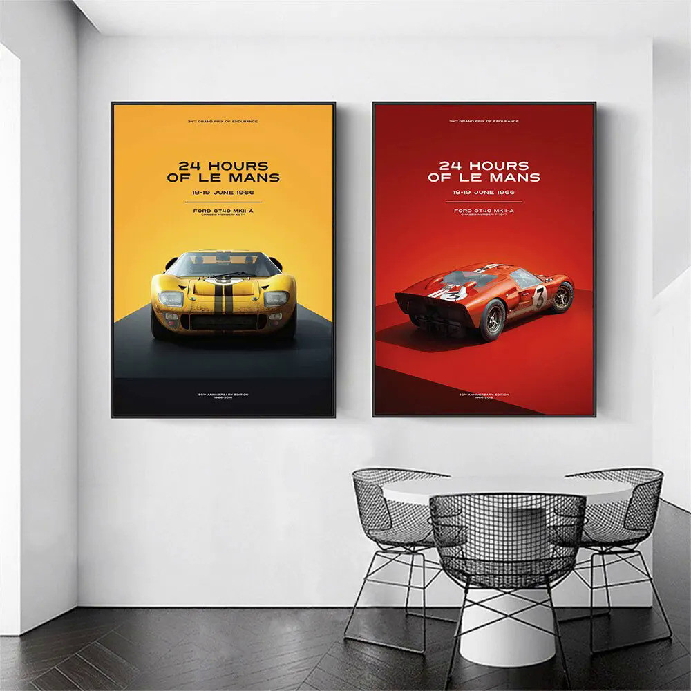 Le Mans FORD GT40 MKII-A 賽車海報帆布繪畫海報家居裝飾客廳牆壁藝術臥室