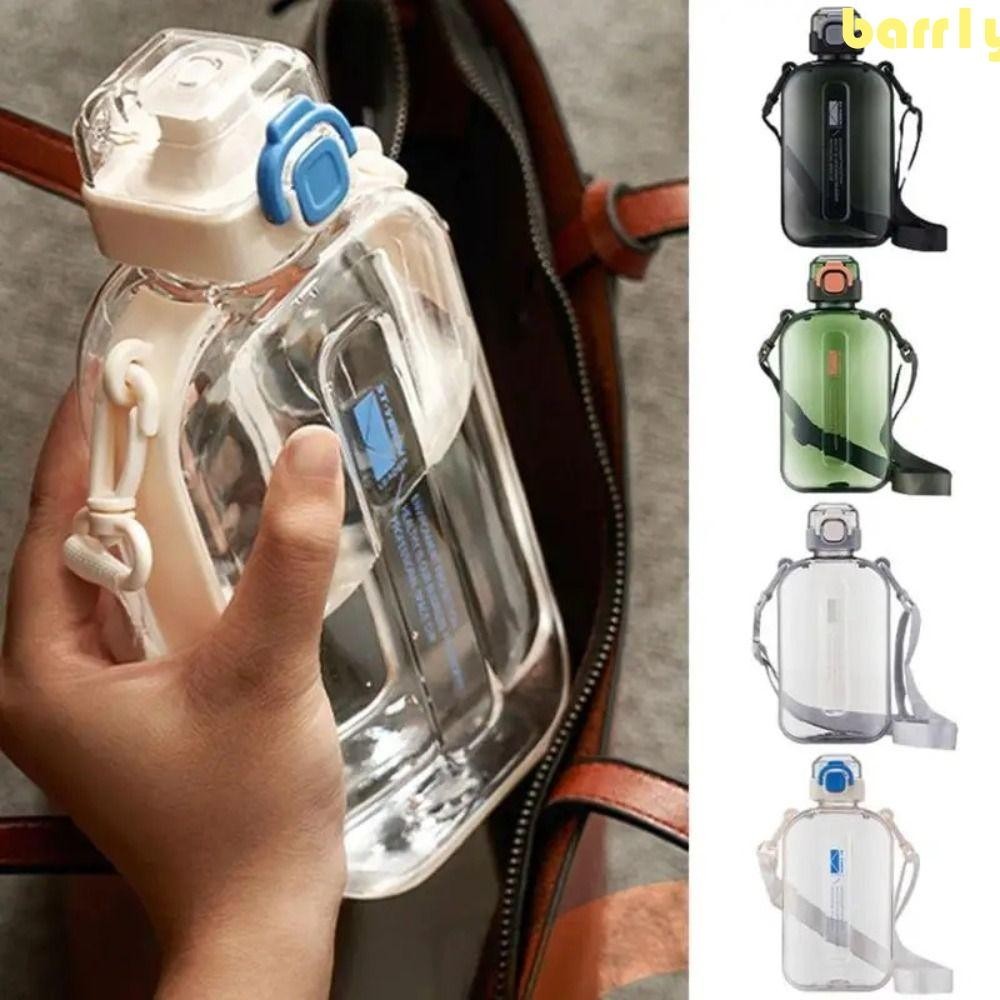BARR1Y運動水瓶,750ML大容量旅行杯水壺,時尚便攜式透明扁平方形戶外飲水瓶野營