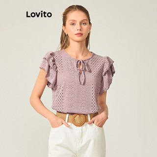 Lovito 女休閒素色正面抽繩T恤 L71ED220 (粉紅色)