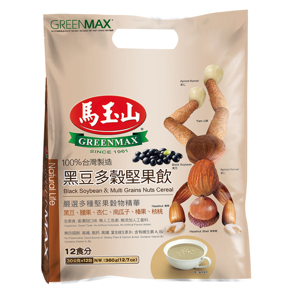 【GREENMAX 馬玉山】黑豆多穀堅果飲（30g×12pcs）