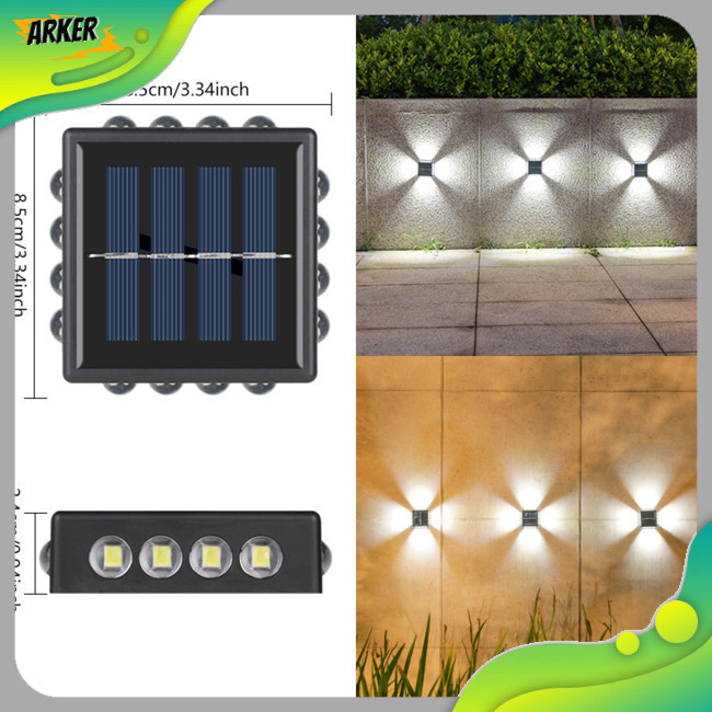 Areker LED 太陽能壁燈帶 2200mAh 太陽能燈 IP65 防水上下照明太陽能燈用於花園門廊