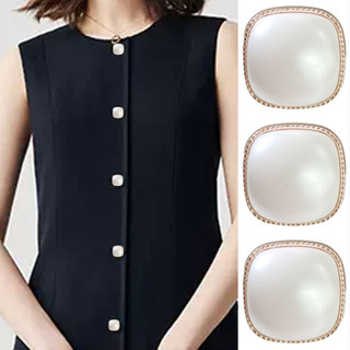 BFXDG 10件/套高檔方形白色珍珠設計服裝配飾鈕扣名媛風女裝襯衫洋裝針織毛衣服裝裝飾釦子