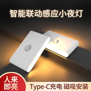 人體感應小夜燈Type-c充電現代簡約室內過道夜光燈