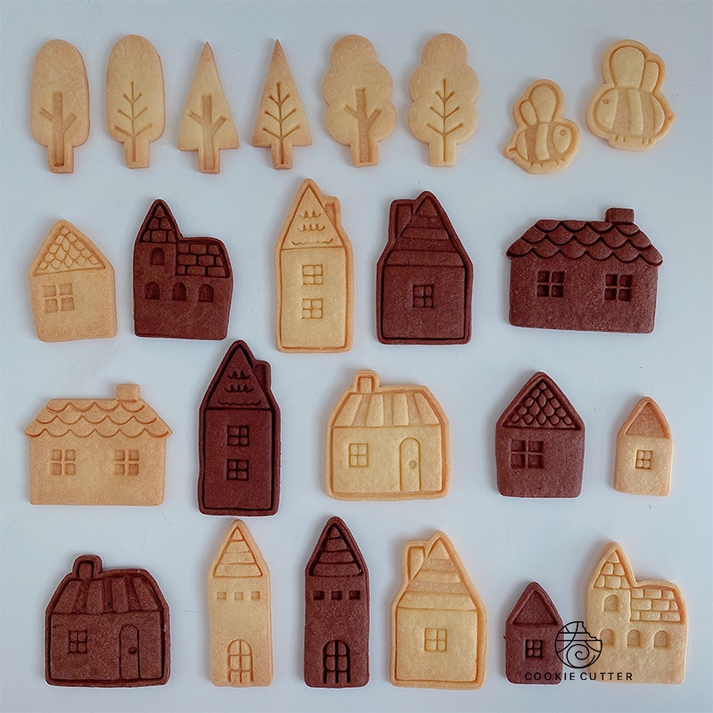 【現貨】【餅乾模具】 日式房產 小鎮主題系列 餅乾模具 田園別墅 樹林親子DIY烘焙工具