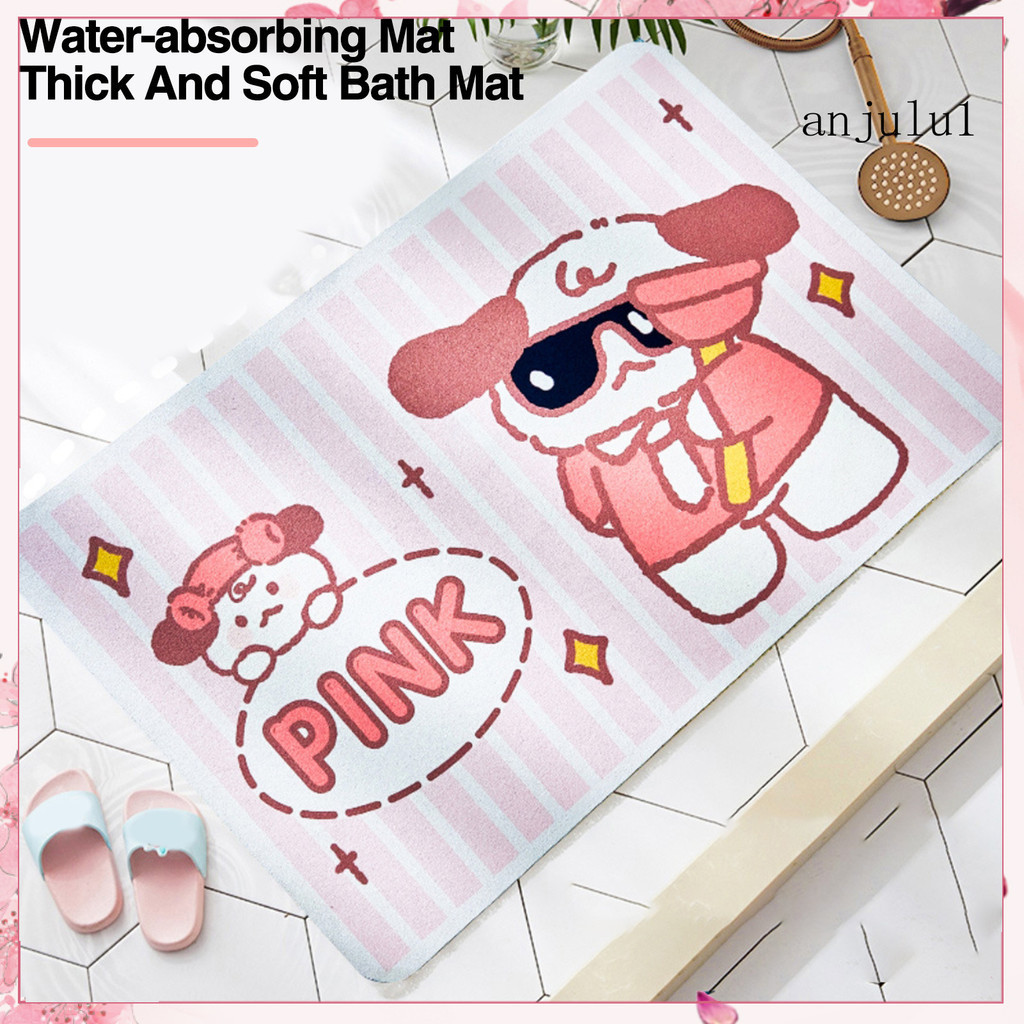 (ANU) 浴室地毯超柔軟卡通動物設計吸水防滑易清潔浴缸門墊臥室用品
