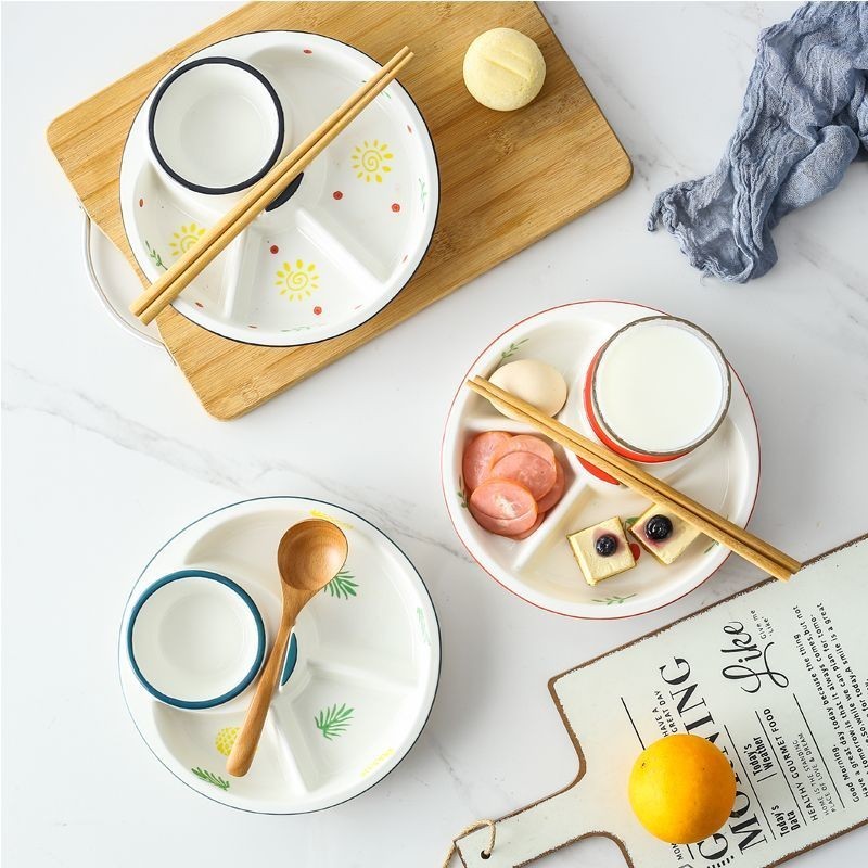 陶瓷分格盤子成人早餐盤家用創意分餐盤兒童學生減肥減脂定量餐具
