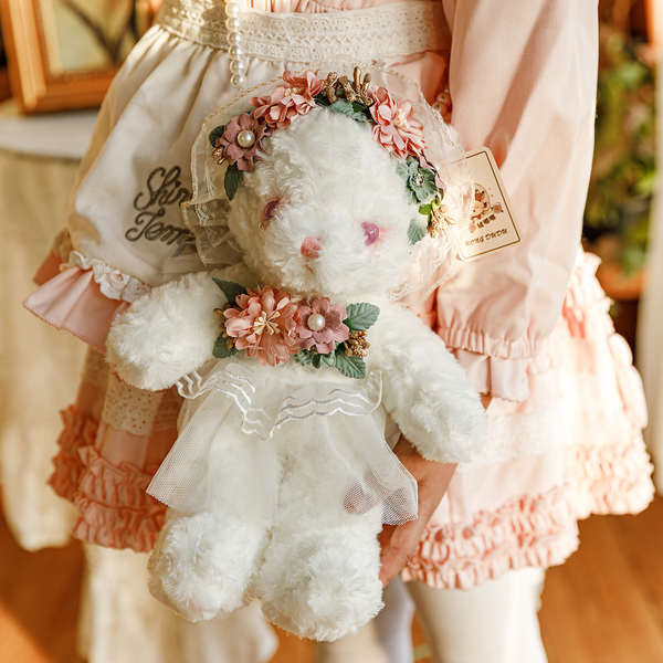 可愛蘿莉塔小熊背包公主熊熊毛絨玩具斜背包女生卡通玩偶包包禮物