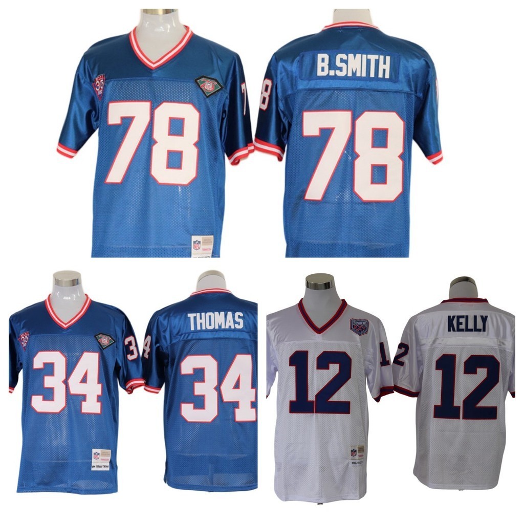 NFL橄欖球球衣比爾隊78 34 12 32復古球衣美式足球球衣