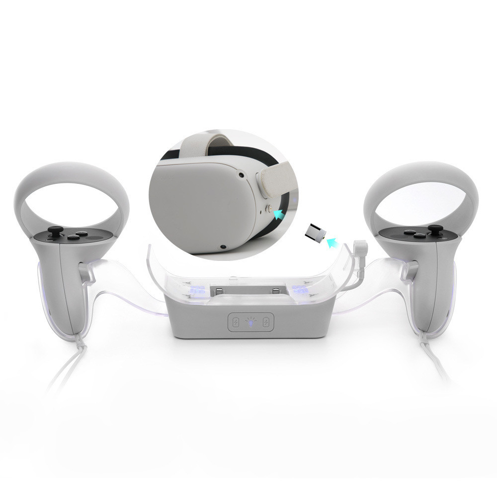 、Oculus quest 2 VR頭盔充電底座Oculus quesVR帶藍光手柄座充配件