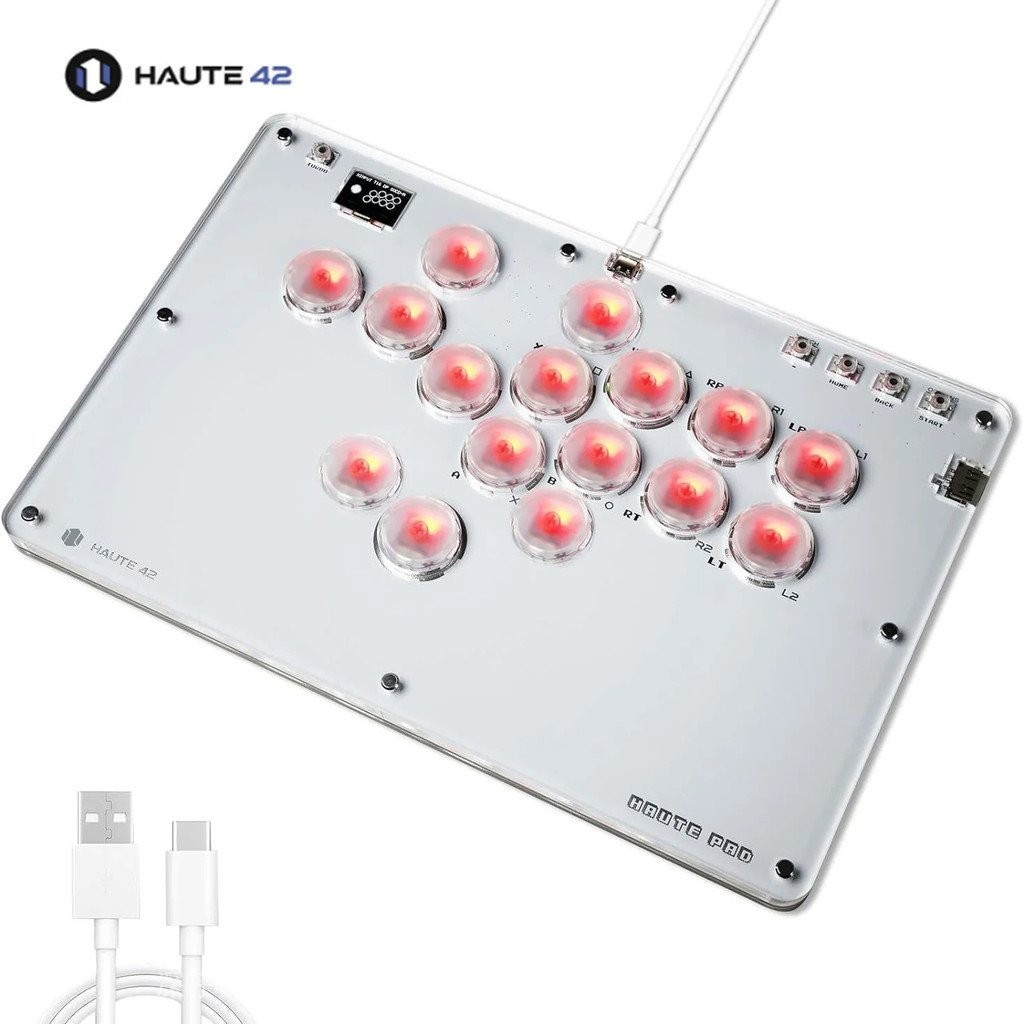 Haute 42 Arcade16Keys 全鍵遊戲手指,帶渦輪功能 &amp; 定制 RGB,街機控制器街道戰鬥 PC
