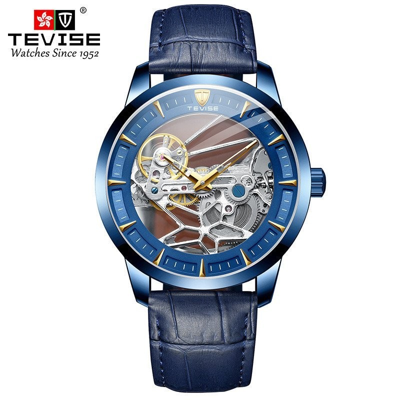 【現貨秒發】2024特威斯新款機械錶男士皮帶機械手錶防水鏤空時尚手錶腕錶 T4F5