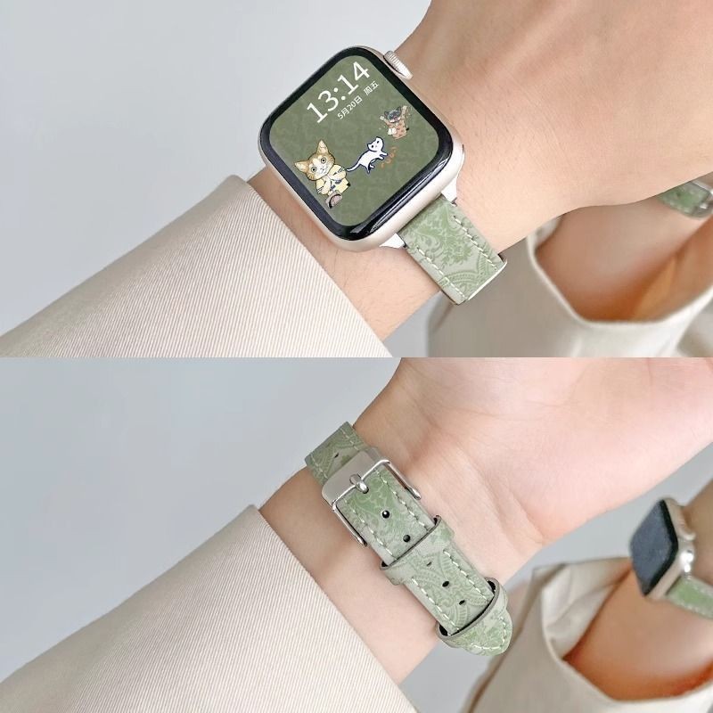 適用applewatch錶帶蘋果手錶s9/8/7/6錶帶iwatch手錶皮質