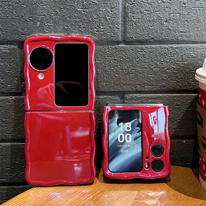 Oppo Find N2 N3 Flip 酒紅色波邊軟膠手機殼折疊手機殼