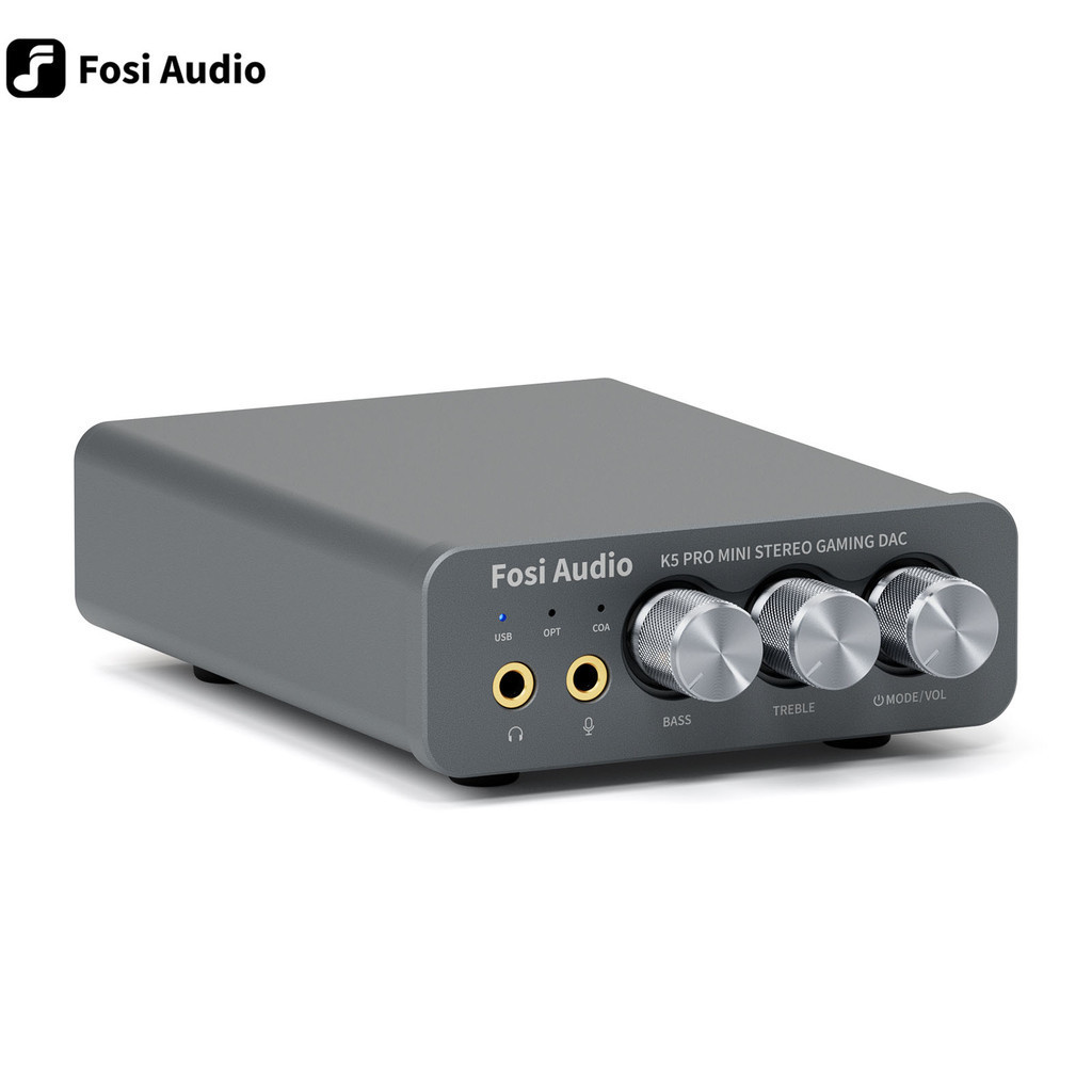 Fosi Audio K5 PRO USB DAC 帶麥克風耳機放大器迷你音頻 DAC 適用於 PS5 桌面有源有源揚聲
