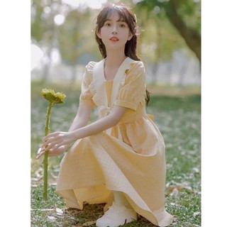新款泡泡公主設計日韓洋裝夏季氣質蝴蝶結法式甜美裙子初戀