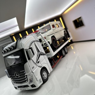 模型車 1:24 合金車 拖板車模型 可拖1:24模型車 貨車模型 聲光 回力車 平板拖車 拖車模型 男孩玩具 車模