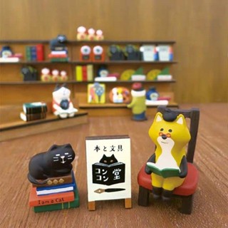 zakka狐狸屋書店系列貓書架可愛小擺件微型拍攝場景