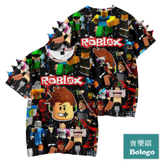 3D夏季虛擬世界遊戲 ROBLOX 數位印花童裝恐龍短袖T恤上衣親子裝