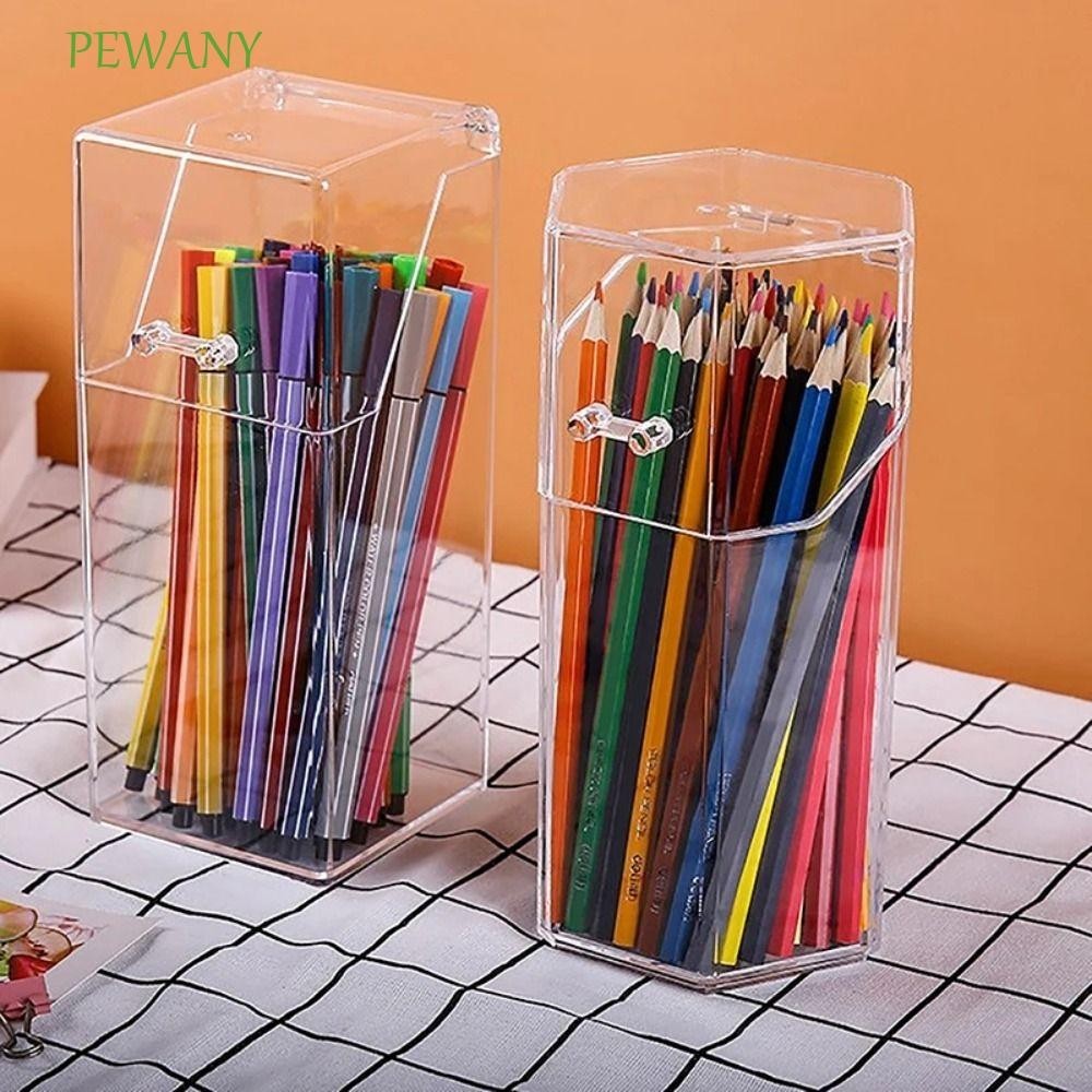 PEWANY鉛筆夾,防塵多功能鋼筆收納盒,簡單防水透明文具收納盒學生