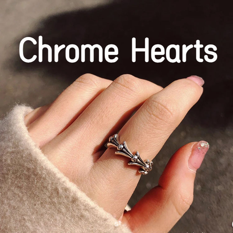 Chrome Hearts 克羅心魚骨戒指s925銀嘻哈潮流時尚個性女生明星同款ch情侶指環J35