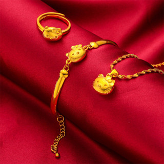 越南沙金仿黃金套鏈飾品 招財貓吊墜項鍊女士首飾