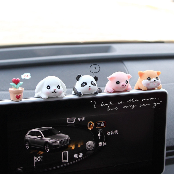 網紅汽車飾品擺件卡通可愛柴犬汽車中控台屏風小竅門車內裝飾用品