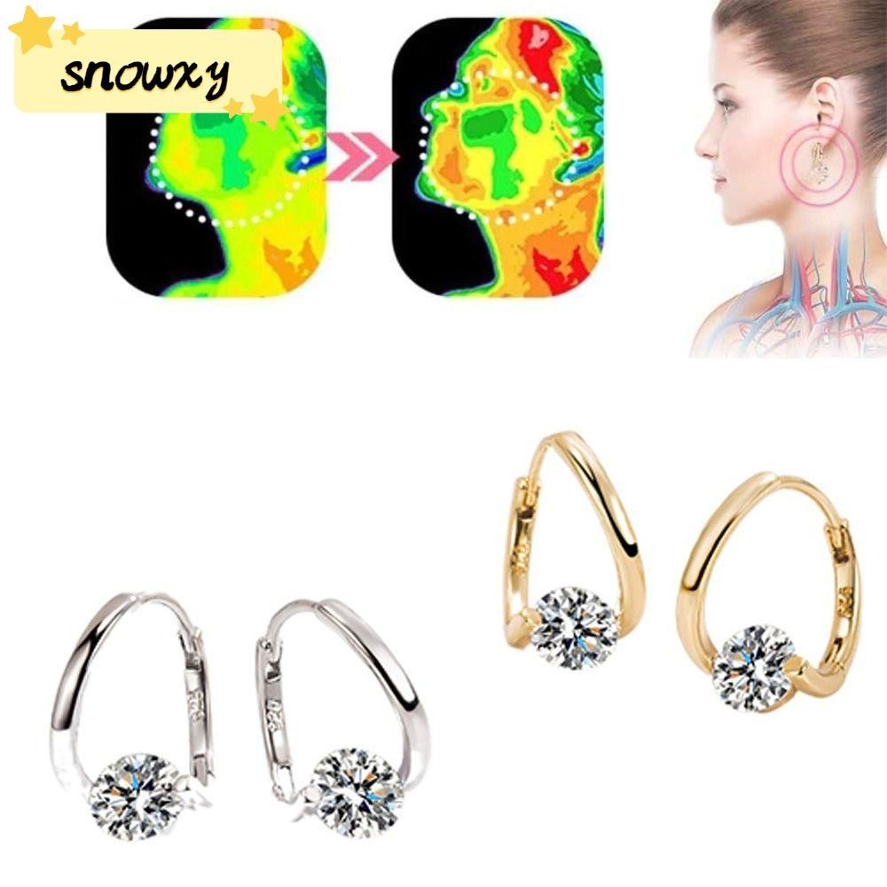 SNOWXY1淋巴磁療耳環,耳環減肥磁療鍺耳環,不錯針灸焦慮和壓力珠寶禮物淋巴引流耳釘減肥