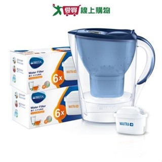 BRITA MAXTRA Plus 去水垢12入濾芯 贈2.4L馬利拉濾水壺藍(共13芯)【愛買】