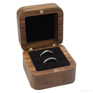 5.5cm方形對戒求婚戒指盒黑胡桃婚戒首飾禮品包裝收納-黑色單戒