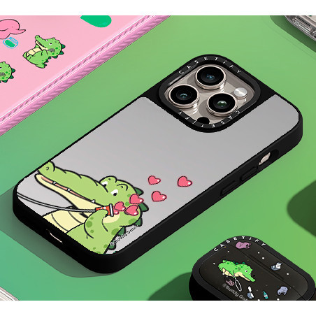 Casetify X Lovely Message by Buddy Gator 磁吸黑銀鏡殼 Apple IPhone