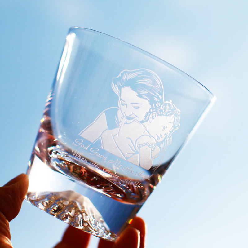 客製化【水杯】日式富士山 玻璃杯 威士忌杯 人像雕刻啤酒杯 刻字 訂製LOGO 網紅玻璃杯