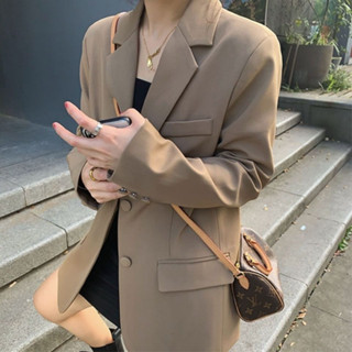 西裝外套女春秋新款韓版寬鬆顯瘦學生中長款上衣