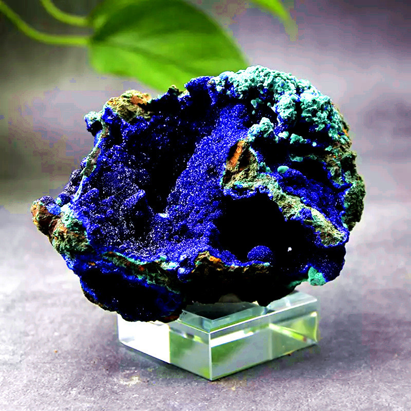 天然藍銅礦原石 藍銅礦與孔雀石共生原礦物 礦石 觀賞石