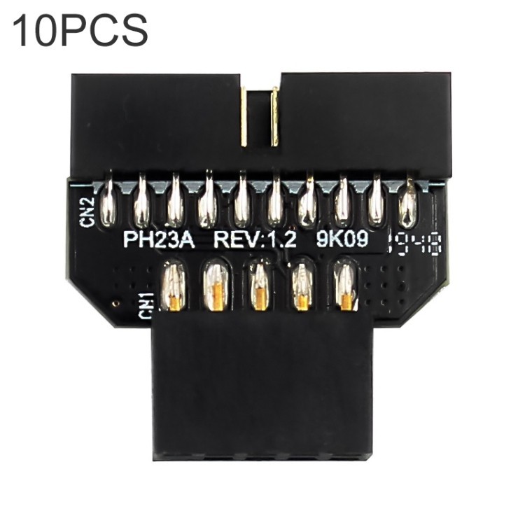 新到貨 10 PCS 主板 USB 2.0 9Pin 轉 USB 3.0 19Pin 插入式連接器適配器,型號:PH23