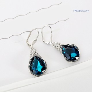 [lucky]藏青色託帕石鏤空設計古典宮廷藍色水滴耳環耳環
