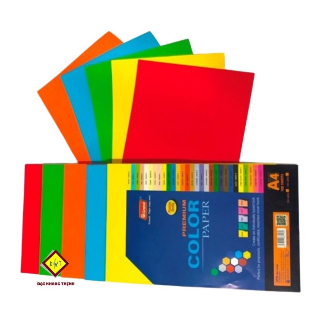 泰國彩色紙板 A4 G-rand 5 種顏色/堆疊/100 張,紅色 - 正 - 葉子 - 黃色 - 橙色,封面混合 5