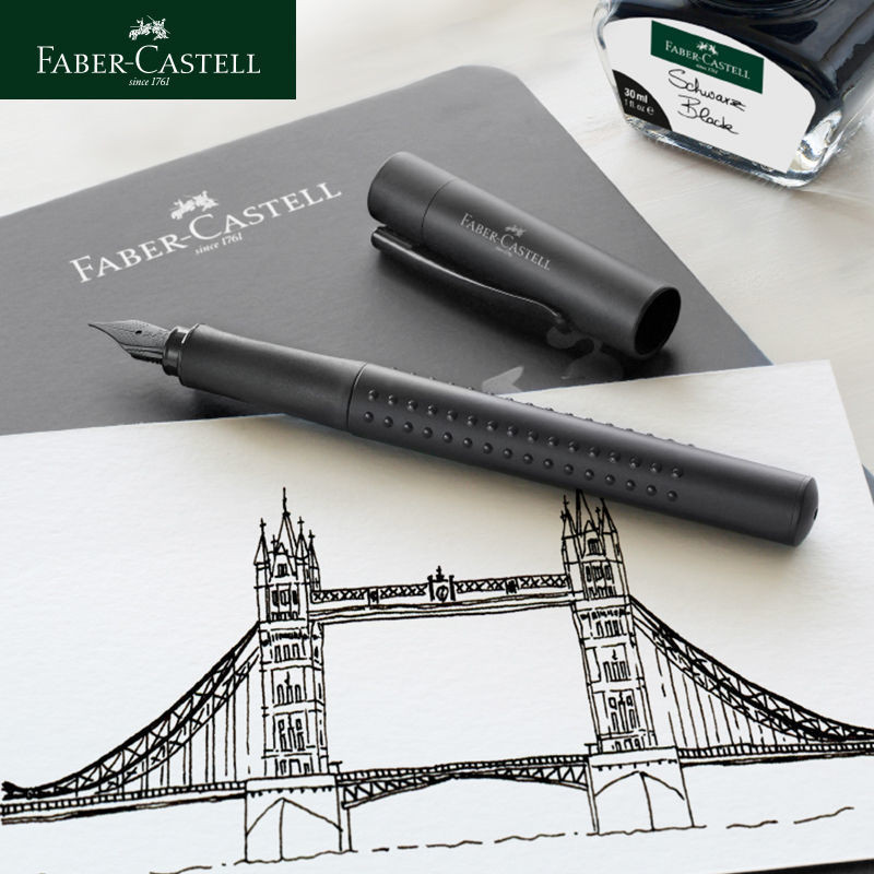 德國FABER-CASTELL輝柏靈思設計尚品系列黑色鍍鉻梨木鋼筆 書法簽字商務禮品