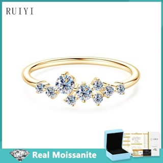 共 0.3 克拉真正的莫桑石不規則鑽石戒指女士 925 純銀鍍白金奢華品質高級珠寶禮品