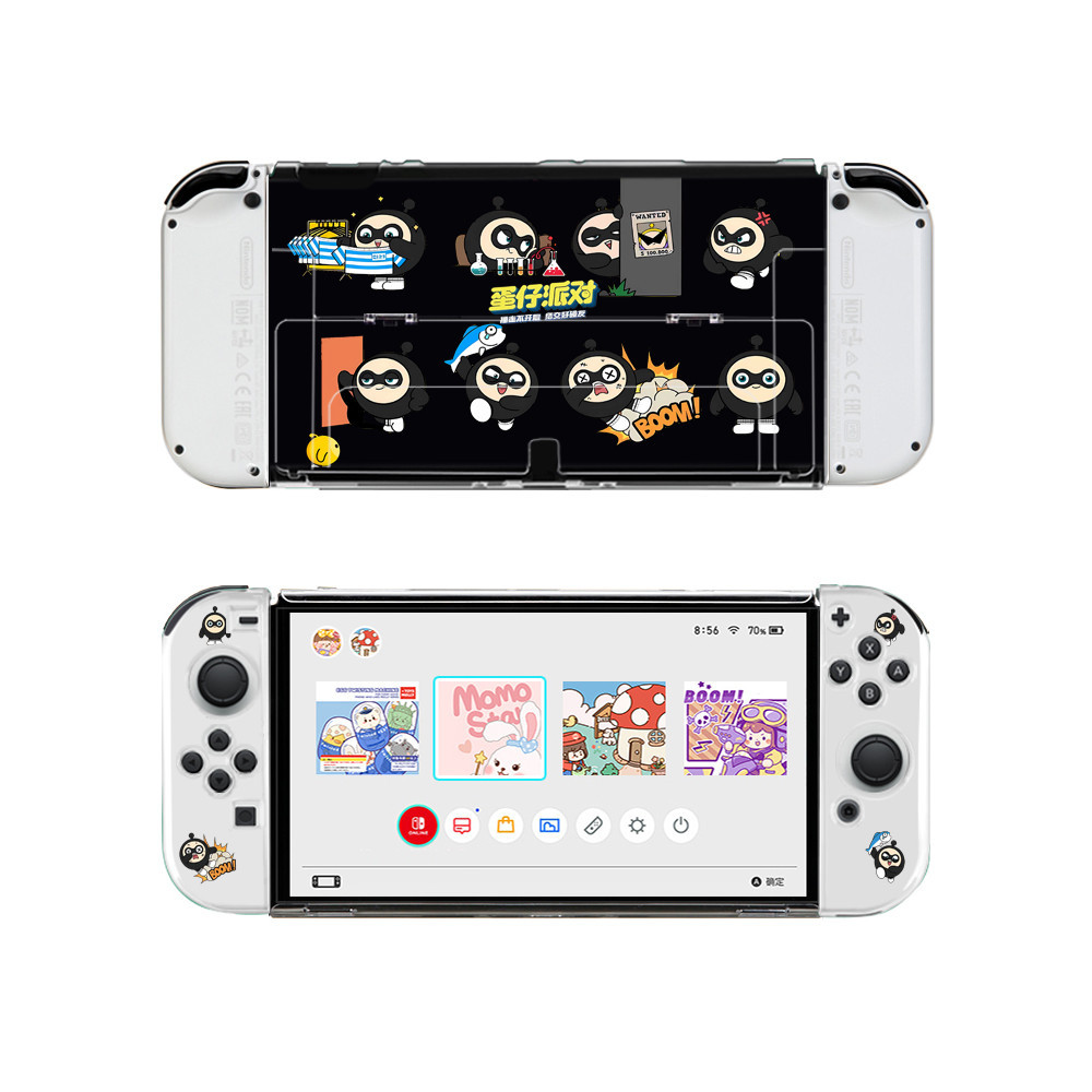 適用任天堂遊戲機switch oled保護套蛋仔派對軟殼joycon手柄套可愛卡通分離式主機保護殼可插底座ns矽膠潮流