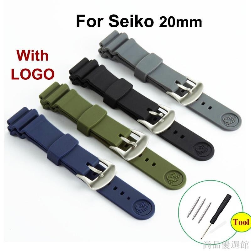 【尚品】SEIKO 20 毫米矽膠錶帶適用於精工錶帶,適用於 PROSPEX 罐裝手鍊,適用於精工罐頭鮑魚橡膠錶帶,帶徽