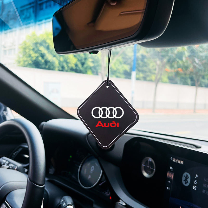 Audi 奧迪 車用後照鏡香片 汽車香薰吊飾 A3/A4L/A6L/Q5L/Q3Q2L 香膏香氛片 去除異味 車內香氛裝