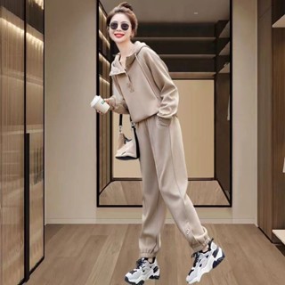 高檔 運動套裝 女 2024 秋冬 新款 ins 洋氣 寬鬆 衛衣 冬季 胖mm 春秋 兩件套