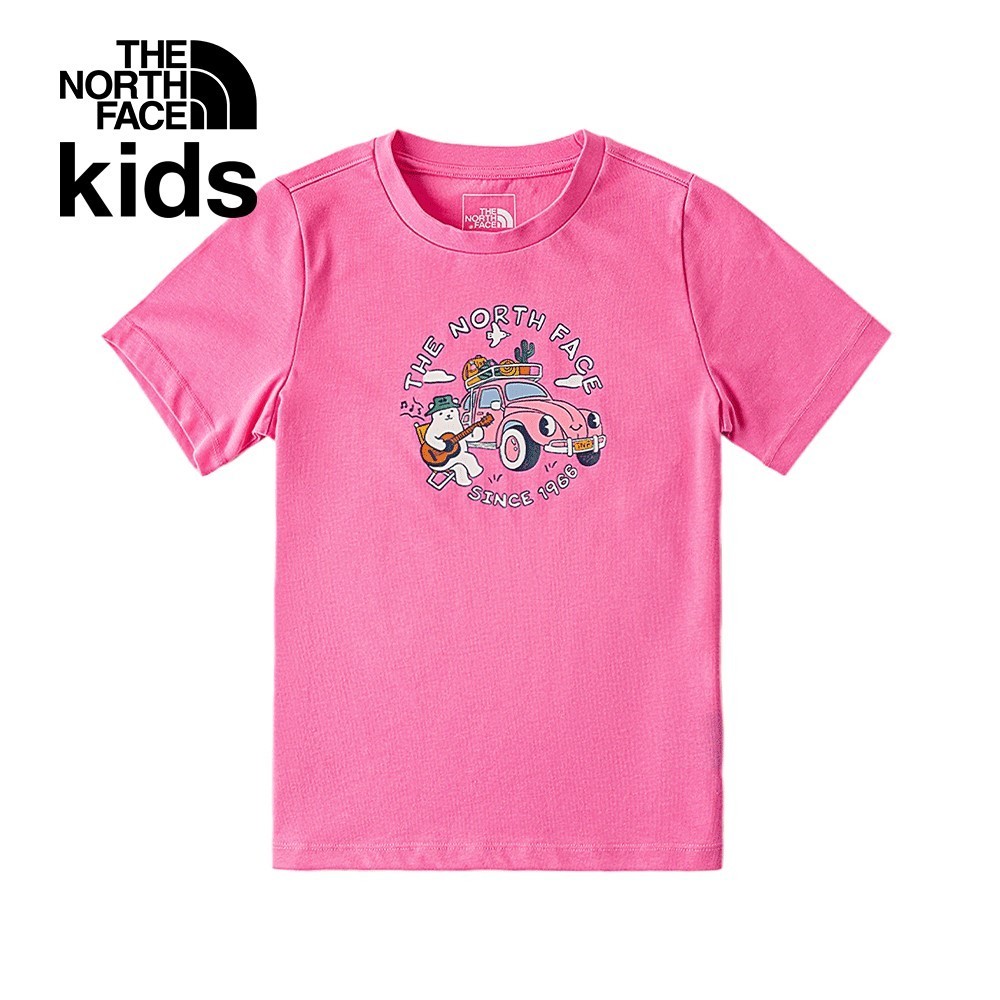 The North Face北面兒童粉色小熊露營車印花短袖T恤｜88H7PIH