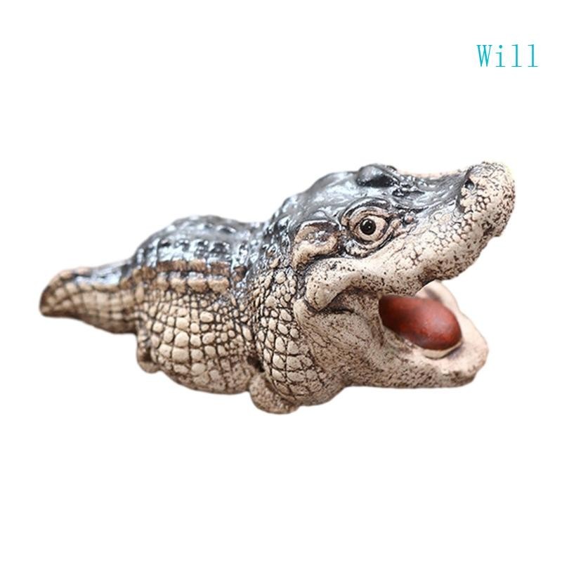 會鱷魚擺件小寵物可愛雕像客廳餐桌裝飾