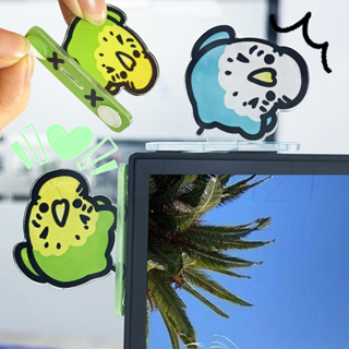 滑板鸚鵡冰箱貼紙裝飾 - 適用於電腦、冰箱 - 亞克力桌面鳥類裝飾 - 個性化家居文化裝飾貼紙