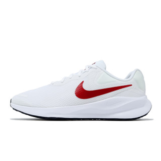 Nike 慢跑鞋 Revolution 7 寬楦 男鞋 白 紅 緩震 透氣 運動鞋【ACS】 FB8501-100