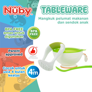 Nuby Garden Fresh Mash N Feed Bowl with Spoon 和食物搗碎器 4 個月大兒童